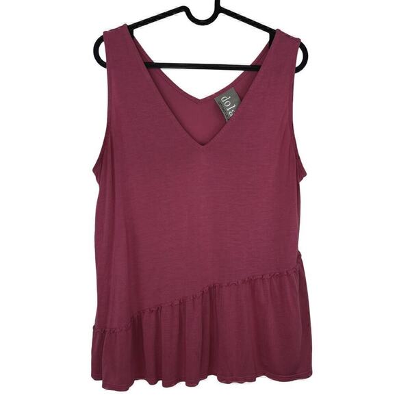Dolan by Anthropologie Dusty Rose Pink Modal Pomona Ruffle Tank Size Medium - Picture 2 of 6